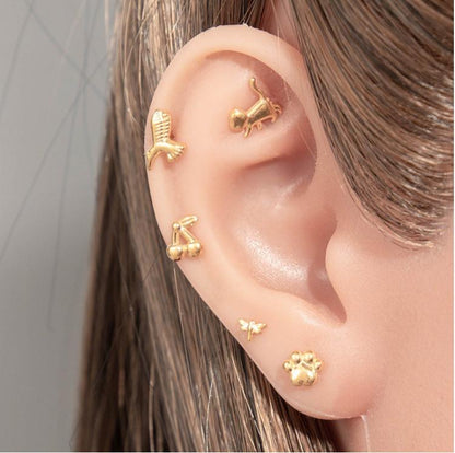 Pure Titanium Animal-Shaped Stud Earrings for Cartilage Piercing | G23/F136 Hypoallergenic