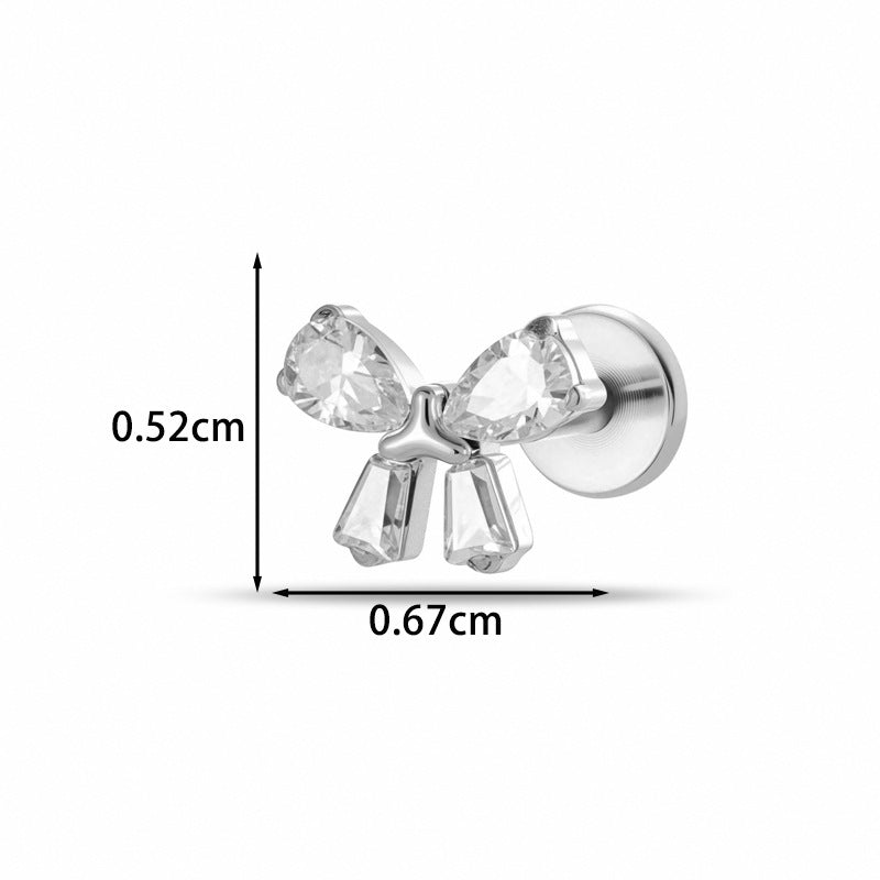 Implant Grade G23 ASTM F136 Titanium Micro CZ Flat Back Cartilage Stud | Internal Thread 16G Helix Tragus Earring