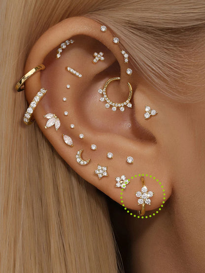 14K Gold Star Zircon Stud Earrings – Dainty & Shimmering