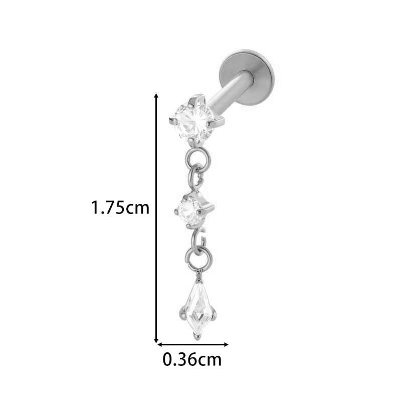F136 Titanium Internally Threaded Dangling CZ Cartilage Stud – Hypoallergenic Piercing Jewelry