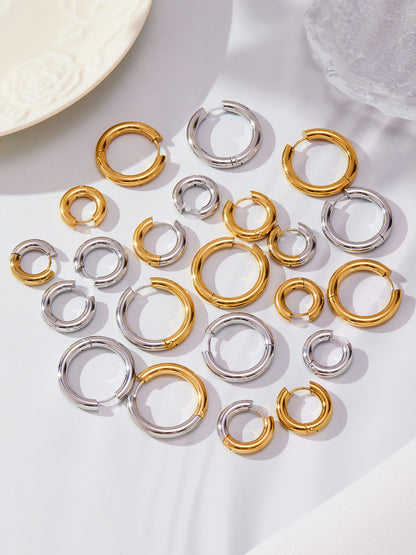 Statement Stainless Steel Hoop Earrings – Bold Geometric Circle Earrings, Modern Minimalist Jewelry for Women