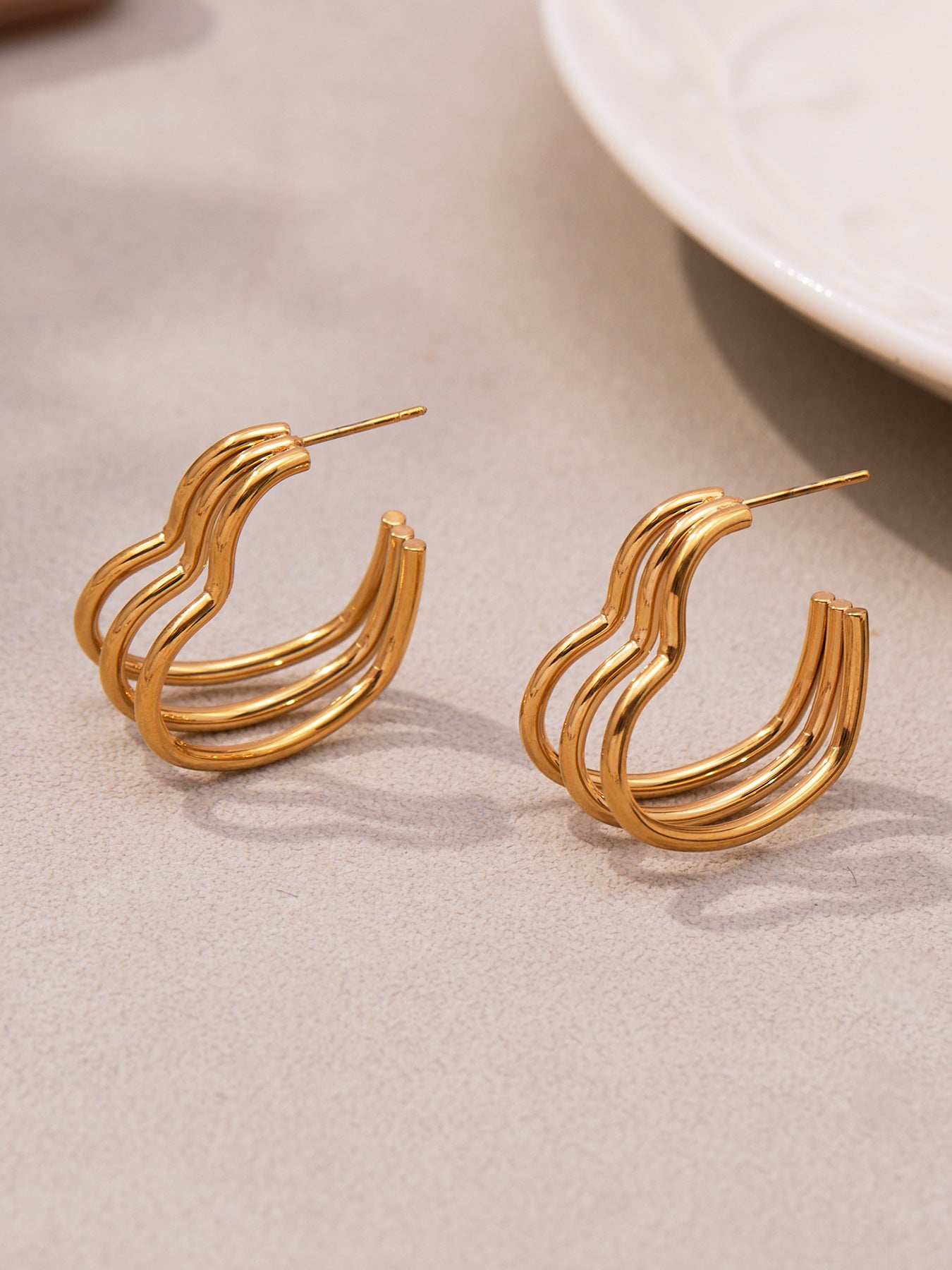 Twisted Multi-Strand Stainless Steel Hoop Earrings – Modern Geometric Fashion Jewelry Set