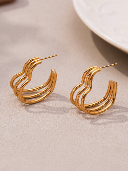 Twisted Multi-Strand Stainless Steel Hoop Earrings – Modern Geometric Fashion Jewelry Set