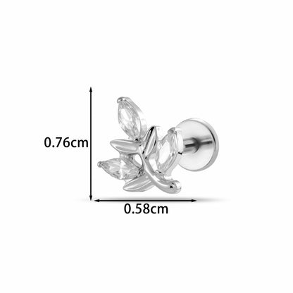 Implant Grade G23 ASTM F136 Titanium Micro CZ Flat Back Cartilage Stud | Internal Thread 16G Helix Tragus Earring