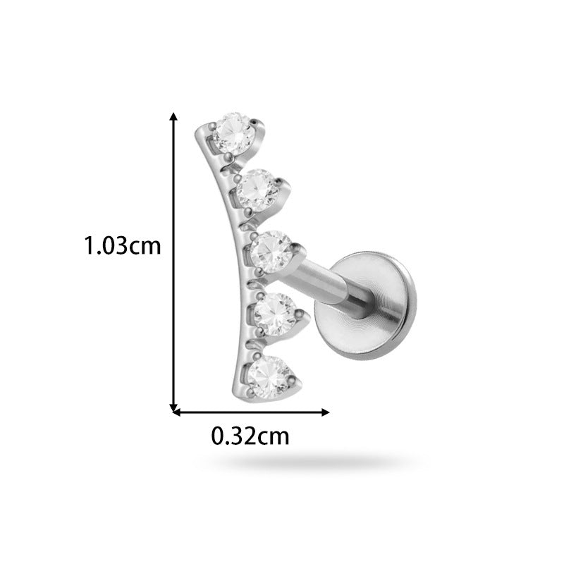 Implant Grade G23 ASTM F136 Titanium Geometric Labret Stud | Push Pin Flat Back 16G Lip & Cartilage Piercing Jewelry