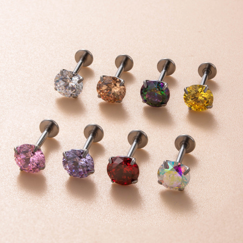 Minimalist Titanium Cartilage Barbell with Zircon – Hypoallergenic Piercing Jewelry