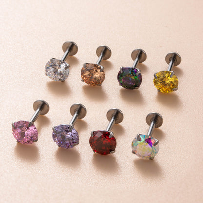 Minimalist Titanium Cartilage Barbell with Zircon – Hypoallergenic Piercing Jewelry