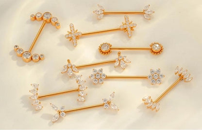 G23 Titanium Nipple Ring with CZ Gem | F136 Implant Grade Barbell Piercing Jewelry