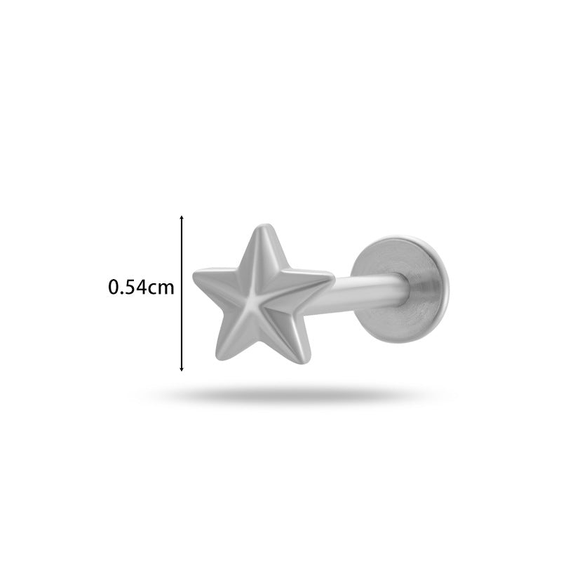 G23/F136 Titanium Moon & Star Push Pin Lip & Ear Piercing Jewelry – Sleek Flat Bar Body Jewelry