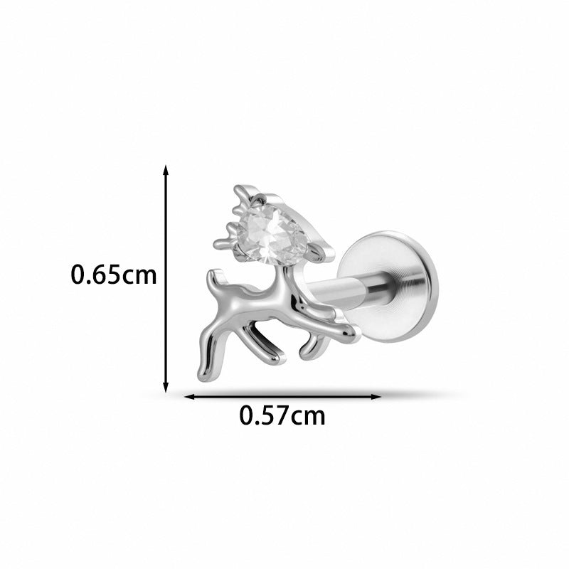 Implant Grade G23 ASTM F136 Titanium Micro CZ Flat Back Cartilage Stud | Internal Thread 16G Helix Tragus Earring