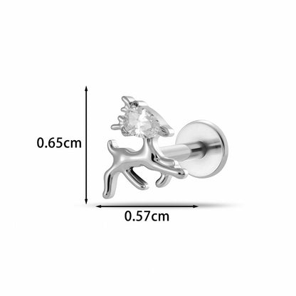 Implant Grade G23 ASTM F136 Titanium Micro CZ Flat Back Cartilage Stud | Internal Thread 16G Helix Tragus Earring
