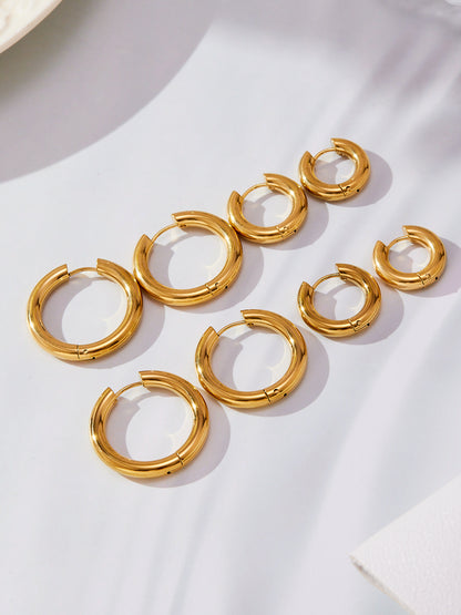Statement Stainless Steel Hoop Earrings – Bold Geometric Circle Earrings, Modern Minimalist Jewelry for Women