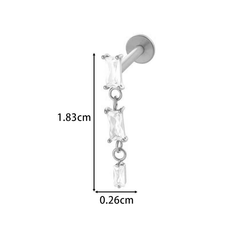 F136 Titanium Internally Threaded Dangling CZ Cartilage Stud – Hypoallergenic Piercing Jewelry