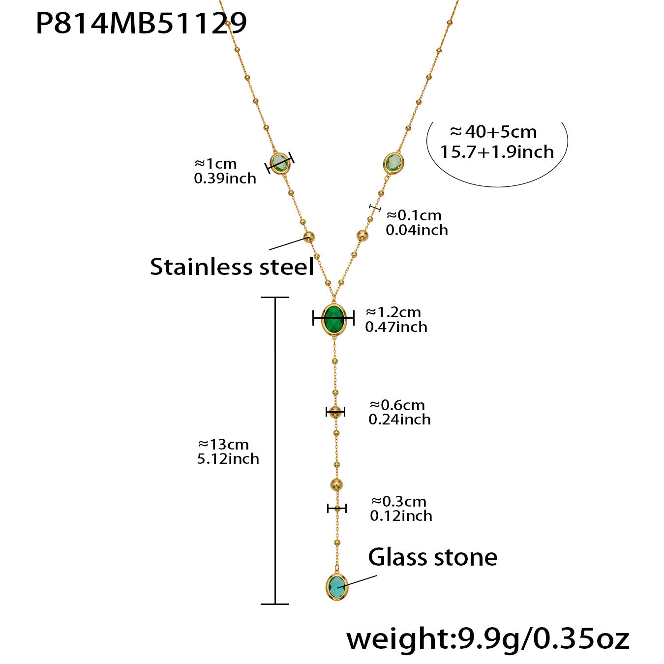 Stainless Steel Oval Gemstone Jewelry Series – Long Pendant Necklace · Bracelet · Drop Earrings | WANTI Jewelry