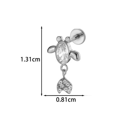 G23/F136 Titanium Internal Thread Lip & Cartilage Moon Stud