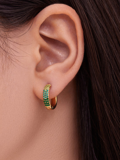 Stainless Steel Colorful Zircon Round Hoop Earrings Set — Minimal Classic Luxury Hoops