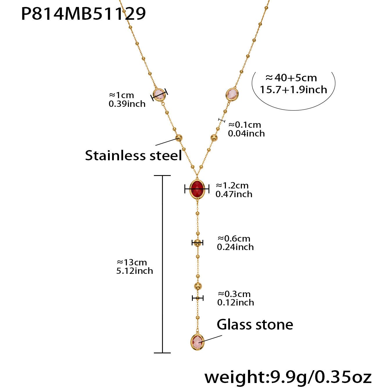 Stainless Steel Oval Gemstone Jewelry Series – Long Pendant Necklace · Bracelet · Drop Earrings | WANTI Jewelry