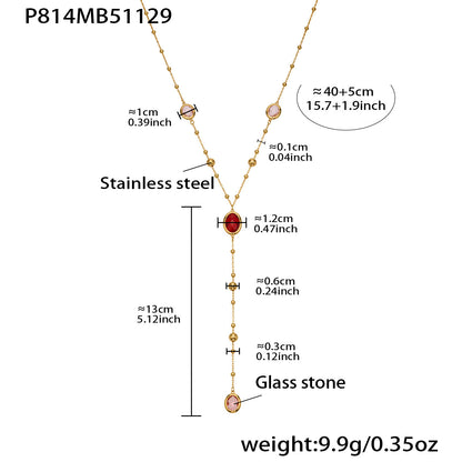 Stainless Steel Oval Gemstone Jewelry Series – Long Pendant Necklace · Bracelet · Drop Earrings | WANTI Jewelry