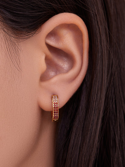 Stainless Steel U-Shaped Zircon Earrings – Colorful High-End Fashion Jewelry Hoop Set