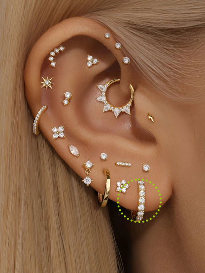 14K Gold Inlaid Zircon Stud Earrings – Refined Sparkle for Piercing Stacks