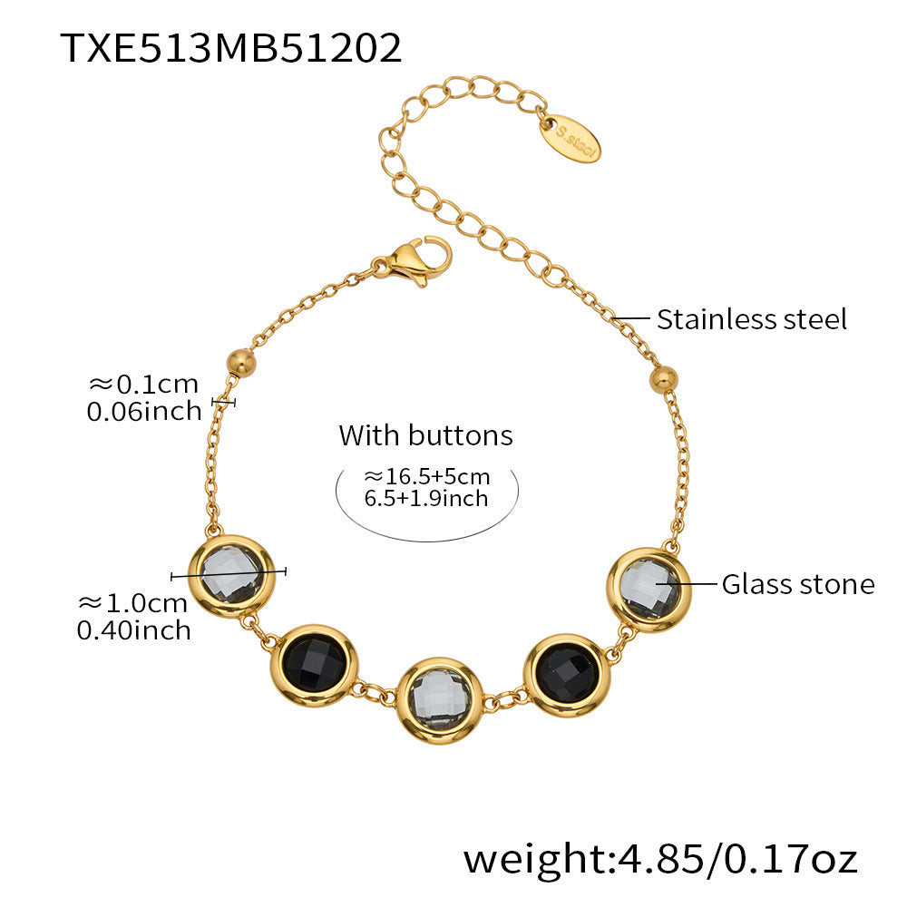 Candy Color Glass Stone Jewelry Set – Stainless Steel Necklaces, Bracelets & Earrings