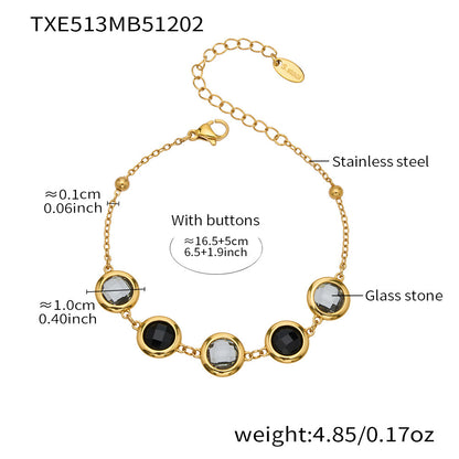 Candy Color Glass Stone Jewelry Set – Stainless Steel Necklaces, Bracelets & Earrings