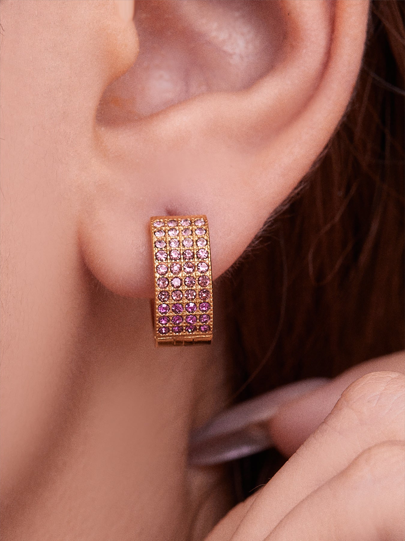 Stainless Steel Colorful Zircon Round Hoop Earrings Set – Modern Minimalist Retro Luxury Hoops