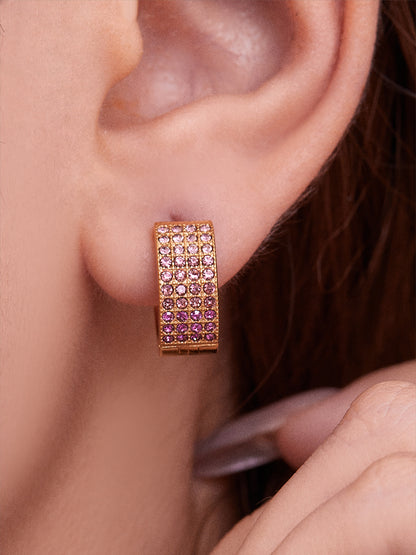 Stainless Steel Colorful Zircon Round Hoop Earrings Set – Modern Minimalist Retro Luxury Hoops