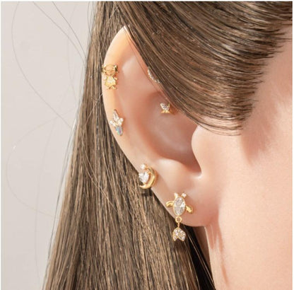 G23/F136 Titanium Internal Thread Lip & Cartilage Moon Stud