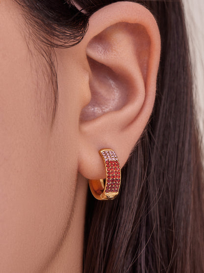Stainless Steel Geometric Round Zircon Earrings – Multicolor Sparkle Hoop Earrings | WANTI Jewelry