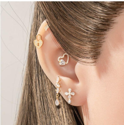 G23/F136 Titanium Internal Thread Lip & Cartilage Studs – Heart, Cross & 10 Classic Designs | Gold & Silver