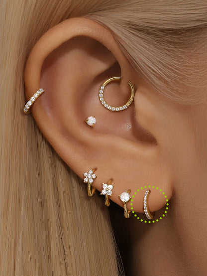 14K Gold Circle Zircon Stud Earring – Delicate Sparkle for Piercing Stacks