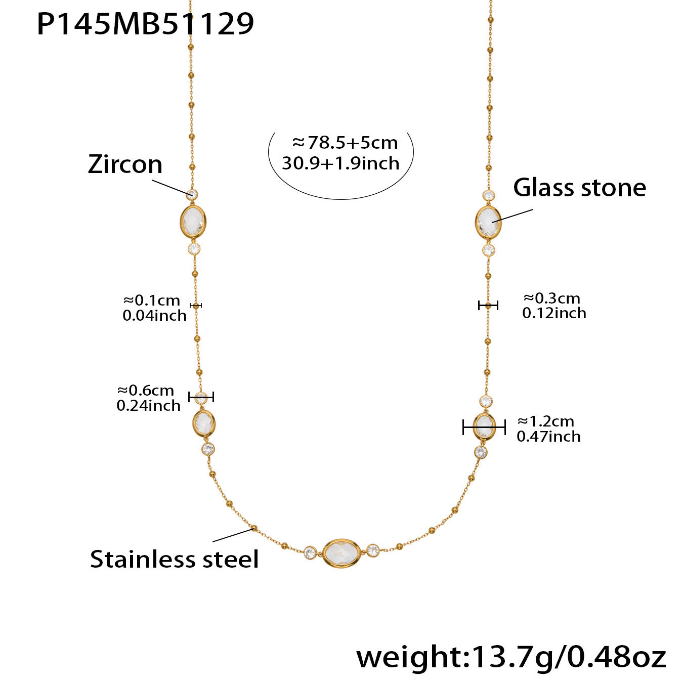 Stainless Steel Oval Gemstone Jewelry Series – Long Pendant Necklace · Bracelet · Drop Earrings | WANTI Jewelry