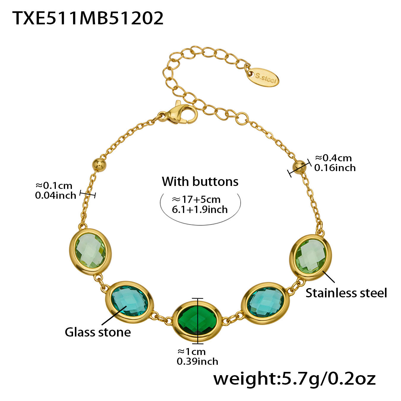 Candy Color Oval Glass Stone Necklace, Bracelet & Earrings Set – Stainless Steel | Fashion Jewelry | Colorful Minimalist Accessories