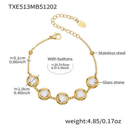 Candy Color Glass Stone Jewelry Set – Stainless Steel Necklaces, Bracelets & Earrings