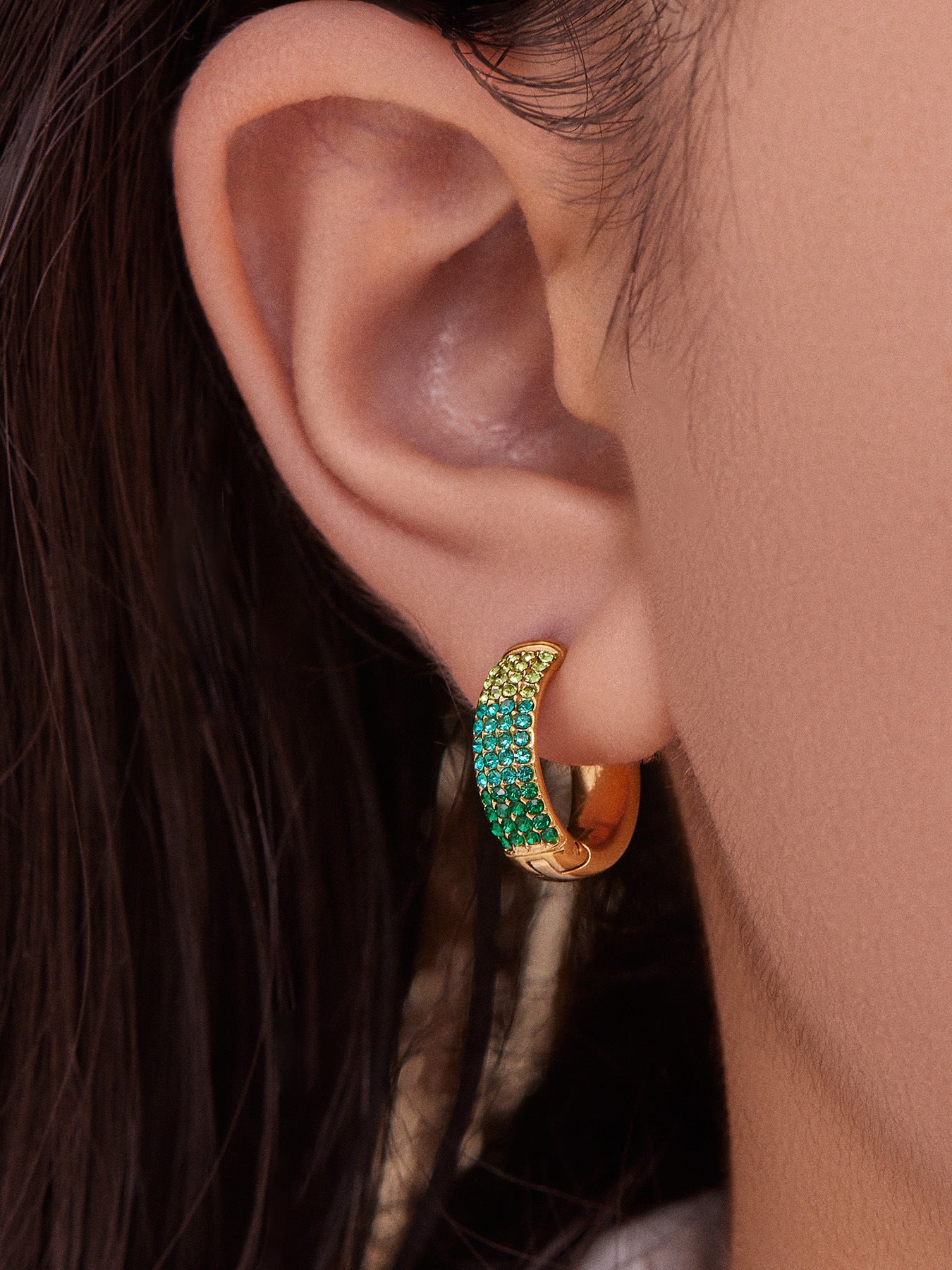 Stainless Steel Geometric Round Zircon Earrings – Multicolor Sparkle Hoop Earrings | WANTI Jewelry