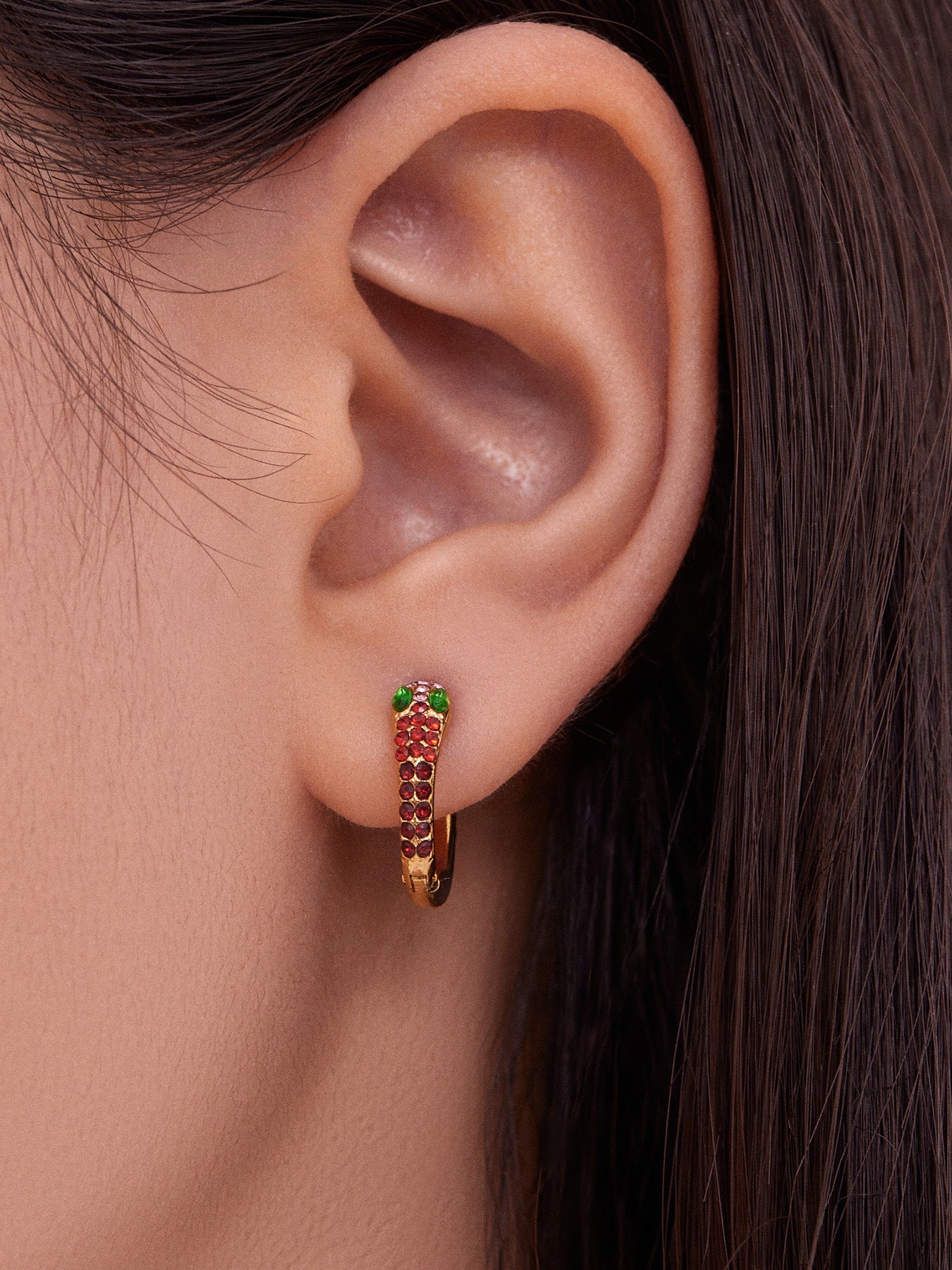 Colorful Zircon Snake Hoop Earrings | Stainless Steel Serpent Earrings Set – WANTI Jewelry