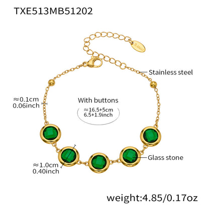 Candy Color Glass Stone Jewelry Set – Stainless Steel Necklaces, Bracelets & Earrings