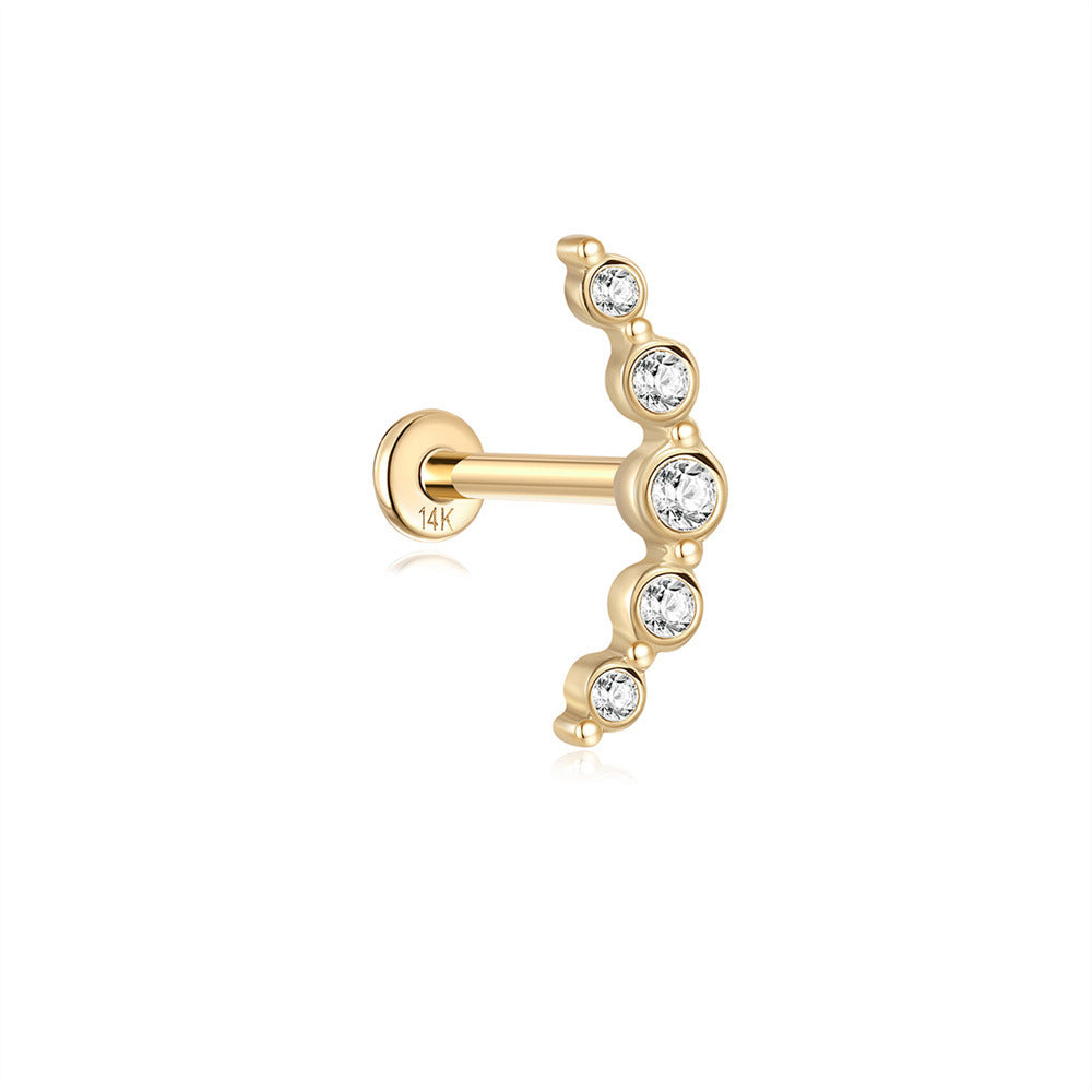 14K Gold Arrow Zircon Stud Earrings – Dainty & Symbolic