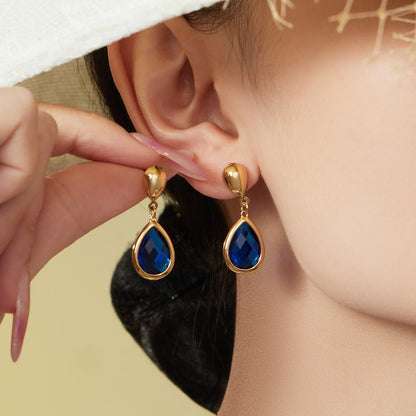 Stainless Steel Oval Gemstone Jewelry Series – Long Pendant Necklace · Bracelet · Drop Earrings | WANTI Jewelry