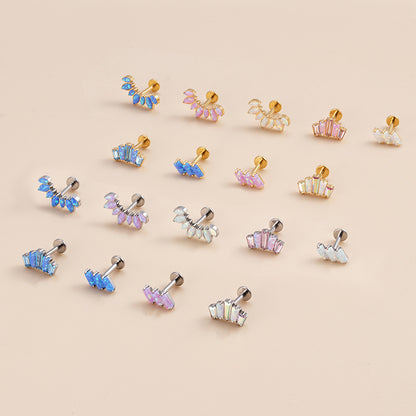 G23/F136 Titanium Opal Crown Push-Pin Labret & Cartilage Stud | 1.2×8mm