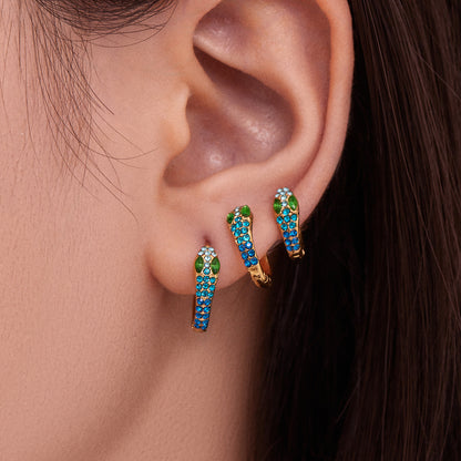 Colorful Zircon Snake Hoop Earrings | Stainless Steel Serpent Earrings Set – WANTI Jewelry