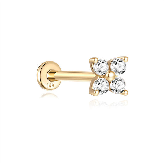 14K Gold Shiny Zircon Stud Earrings – Classic & Hypoallergenic