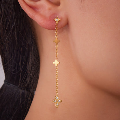 Stainless Steel Paperclip Tassel Zircon Earrings – Modern Geometric Dangle Earrings | WANTI Jewelry