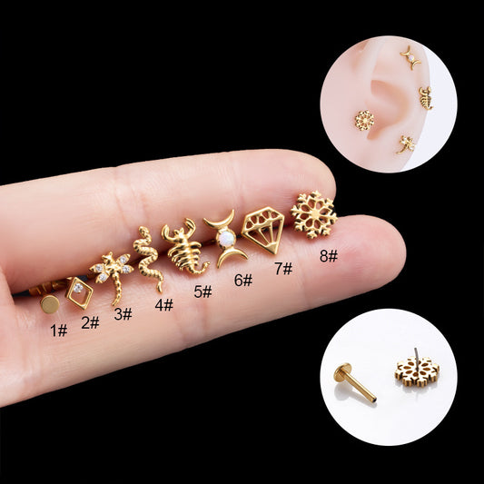 G23 Titanium Push-In Flat Back Stud – Hypoallergenic Cartilage Piercing Earring