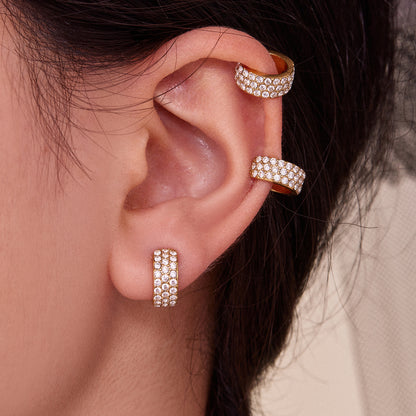 Stainless Steel Zircon Ear Cuff | Gold / Silver Single Clip-On Earring