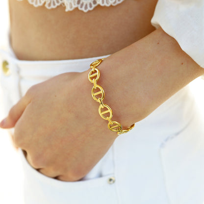 18K Gold Plated Stainless Steel Hollow Open Bangle Bracelet – Modern Geometric Statement Jewelry