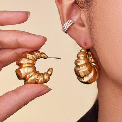 Twisted Horn Bag Hoop Earrings Set – High-Quality Stainless Steel Minimalist Statement Jewelry | WANTI Jewelry