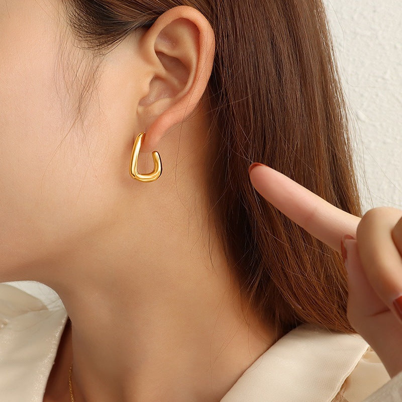 Geometric Circle Stainless Steel Hoop Earrings – Minimalist & Chic Fashion Jewelry