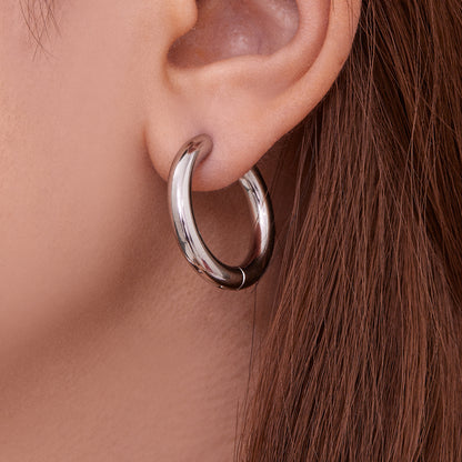Statement Stainless Steel Hoop Earrings – Bold Geometric Circle Earrings, Modern Minimalist Jewelry for Women
